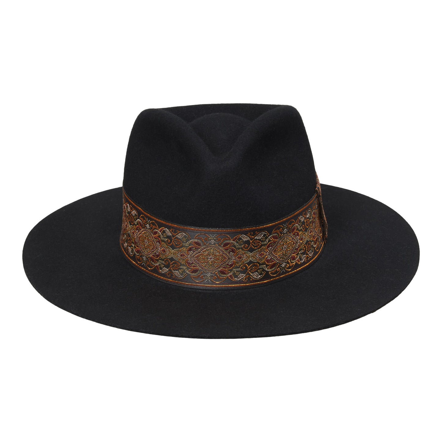 Jacquard Caramel - Black Fedora Hat
