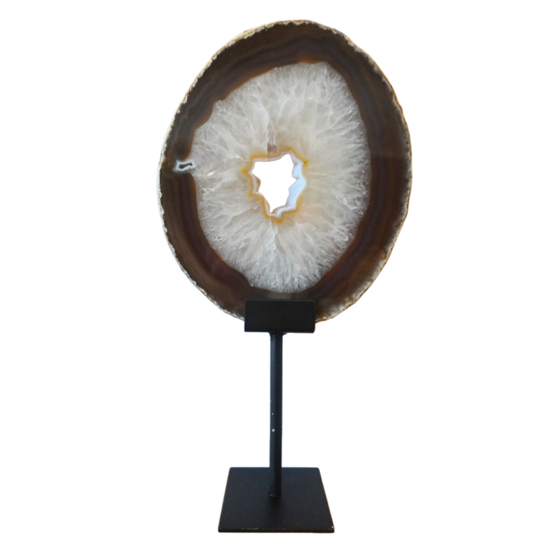 Agate Slice on stand (Large) Amber