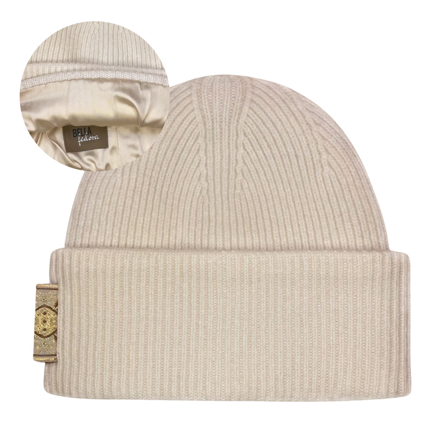 Jacquard Latte - Satin Lined Beanie