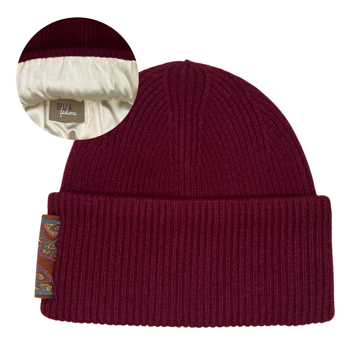Jacquard Merlot - Satin Lined Beanie