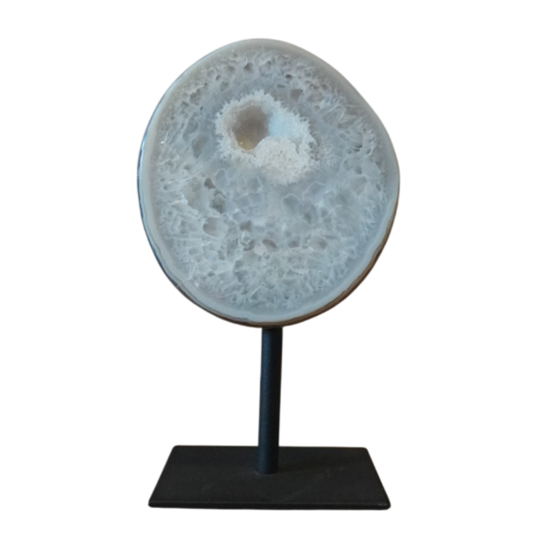Agate Geode on stand (Medium) Frost