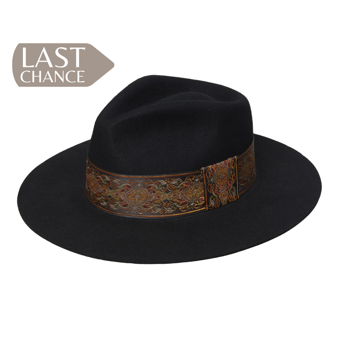 Jacquard Caramel - Black Fedora Hat