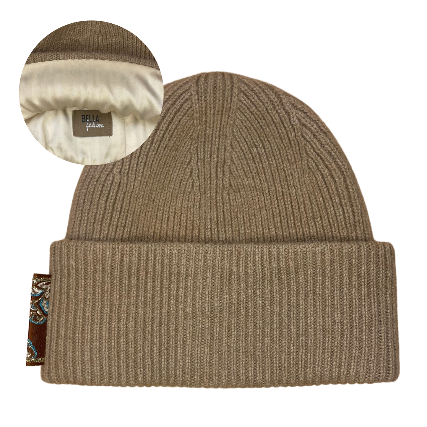 Jacquard Pecan - Satin Lined Beanie