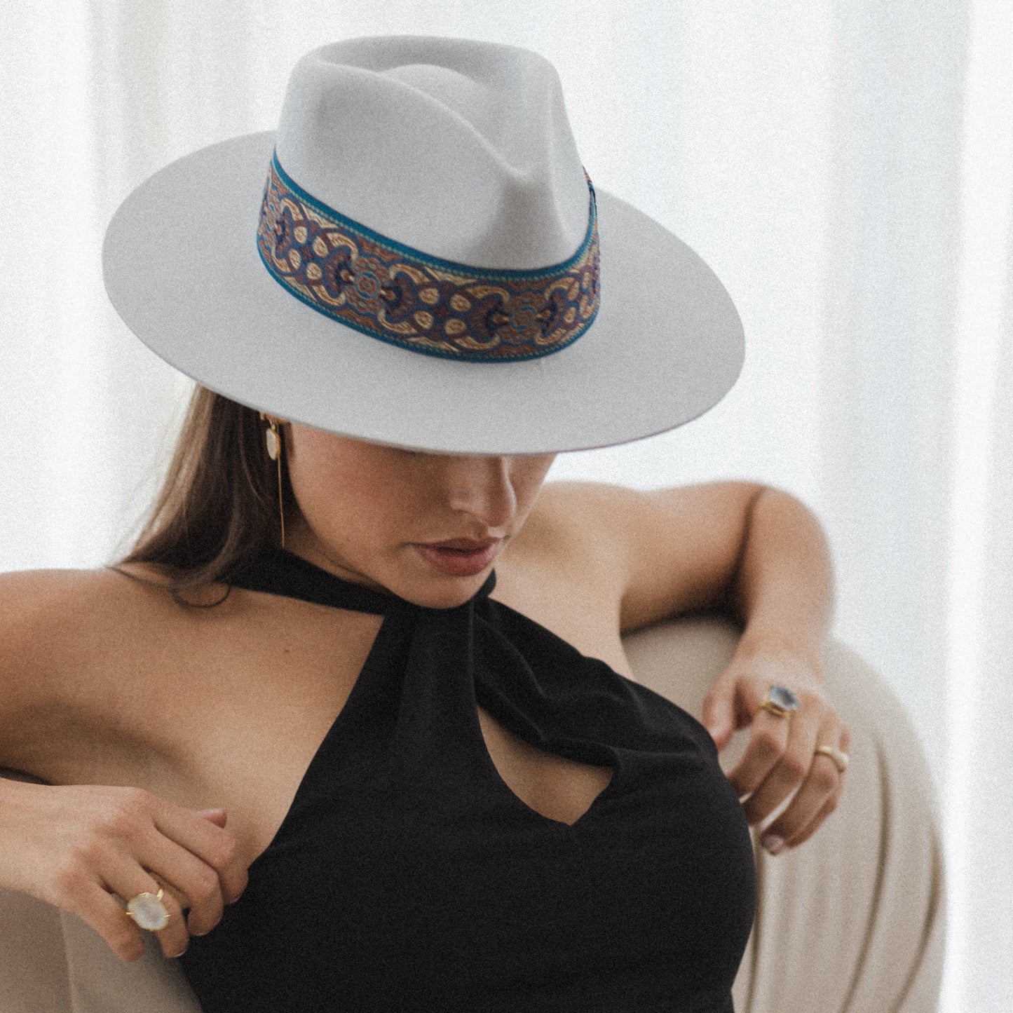 Jacquard Arctic - Light Grey Fedora Hat